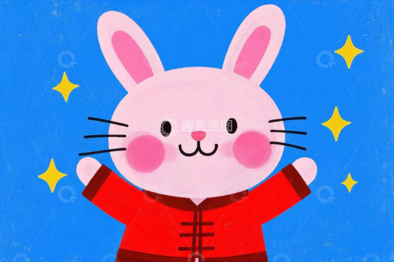 高清大图下载【趣麦麦图】穿红衣的卡通兔子形象