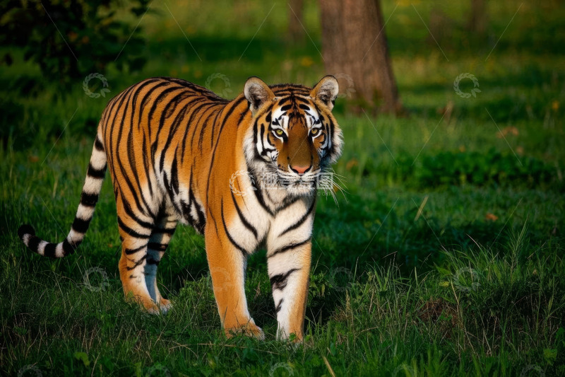 高清大图下载【趣麦麦图】草地上行走的老虎