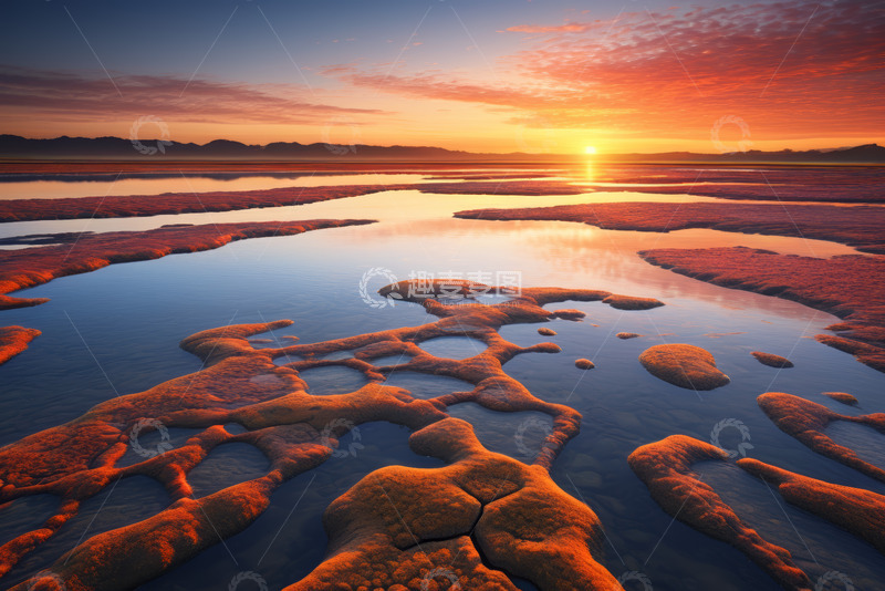 高清大图下载【趣麦麦图】日落时分水面景观
