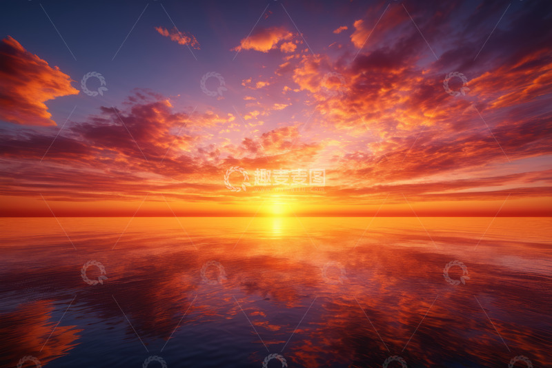 高清大图下载【趣麦麦图】海上日出绚丽天空景象