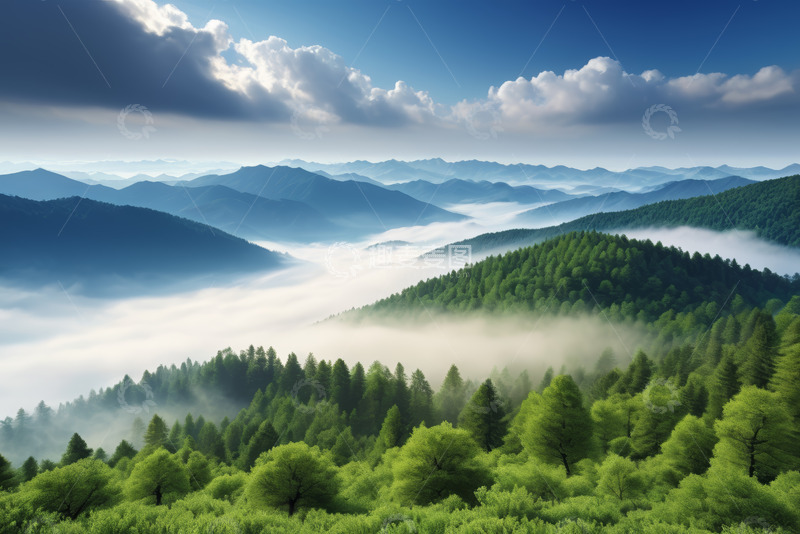 高清大图下载【趣麦麦图】山林云海自然风光全景