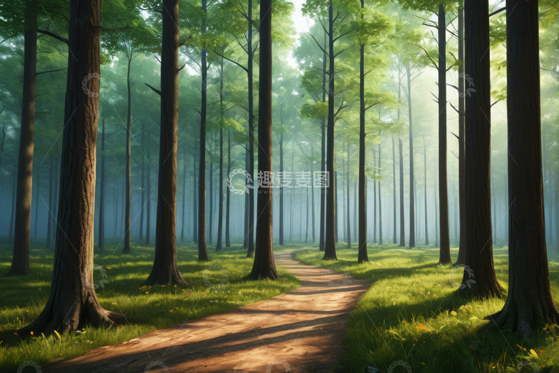 高清大图下载【趣麦麦图】林间小道自然风光