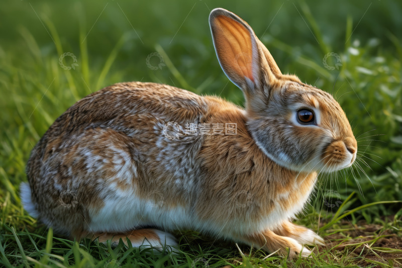 高清大图下载【趣麦麦图】草地上的棕色野兔