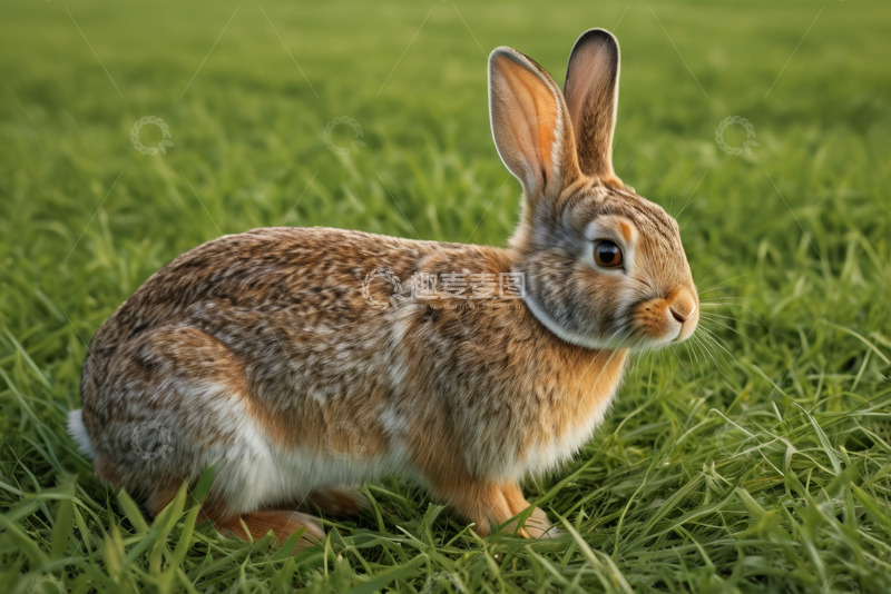 高清大图下载【趣麦麦图】草地上的棕色野兔