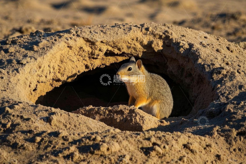 高清大图下载【趣麦麦图】洞穴口的啮齿动物