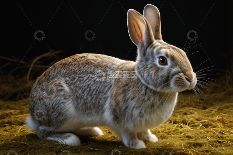 高清大图下载【趣麦麦图】蹲坐的棕色兔子特写