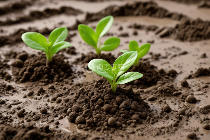 高清大图下载【趣麦麦图】泥土中生长的嫩绿幼苗