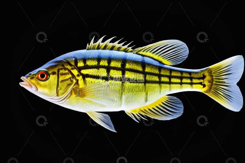 高清大图下载【趣麦麦图】黄黑条纹鱼特写
