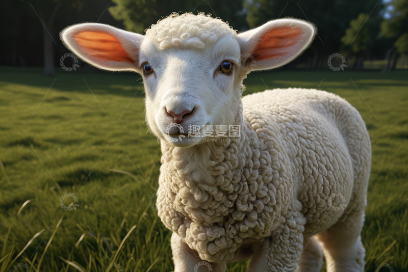 高清大图下载【趣麦麦图】草地上的可爱小羊