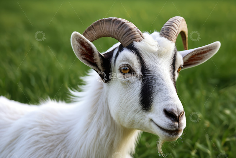 高清大图下载【趣麦麦图】草地上的山羊特写