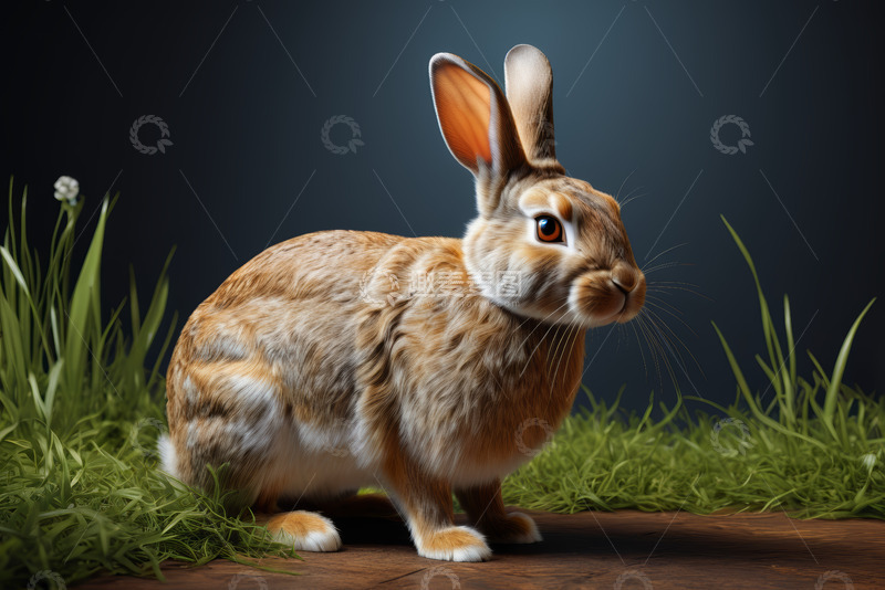 高清大图下载【趣麦麦图】蹲坐的棕色兔子特写