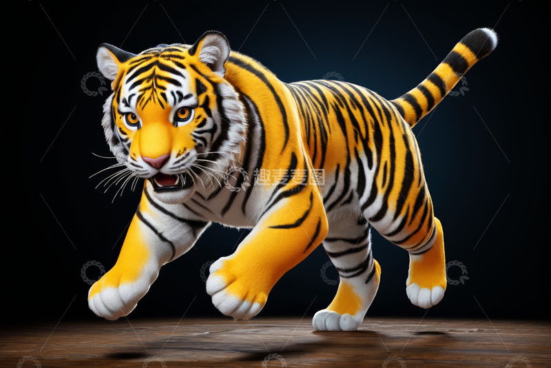 高清大图下载【趣麦麦图】奔跑的老虎素材