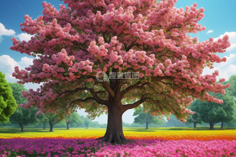 高清大图下载【趣麦麦图】春日盛开的繁花大树景观