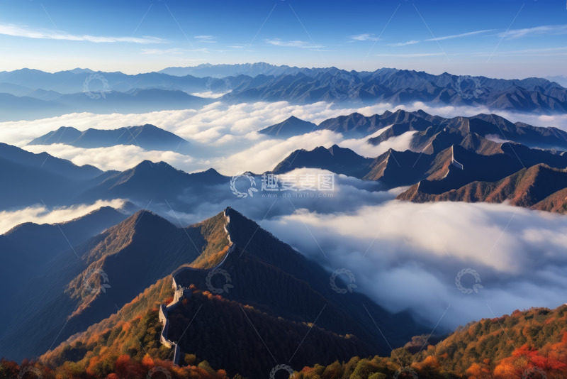 高清大图下载【趣麦麦图】中国长城云海自然风光