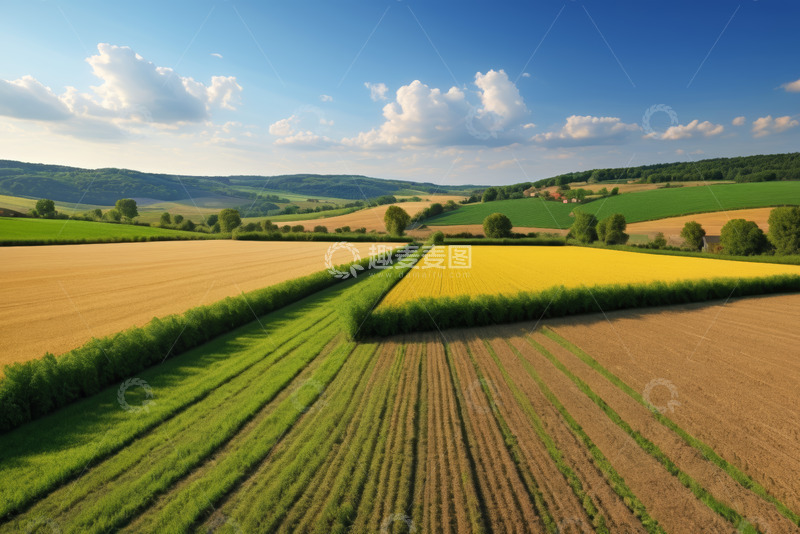 高清大图下载【趣麦麦图】田野风光航拍全景