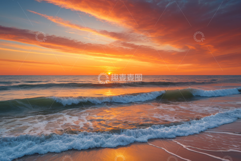 高清大图下载【趣麦麦图】海滩日落海洋美景