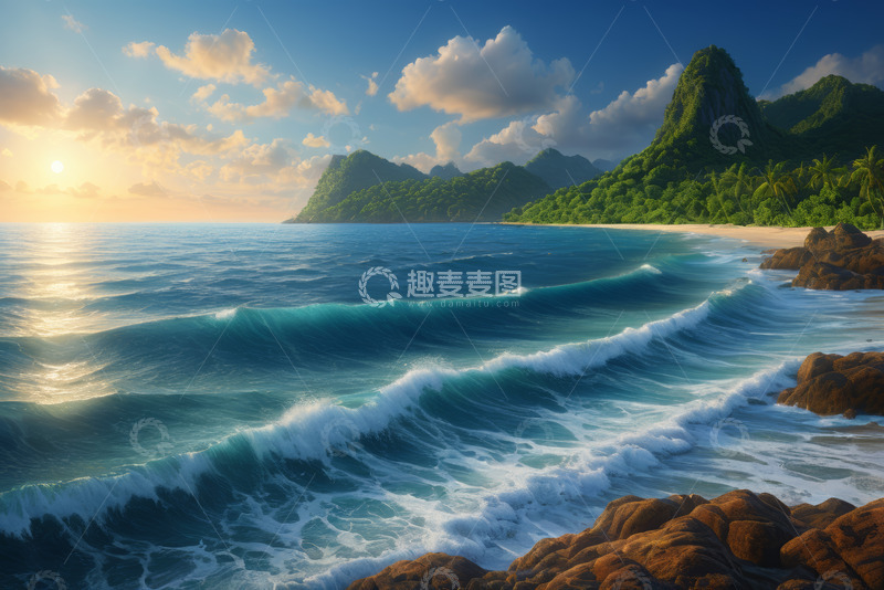 高清大图下载【趣麦麦图】海边日落自然风光