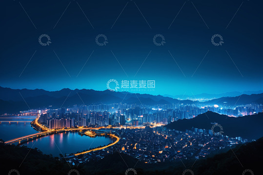 城市夜景与山水风光全景