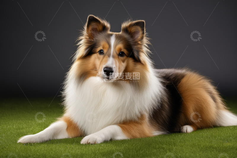 高清大图下载【趣麦麦图】苏格兰牧羊犬趴卧特写