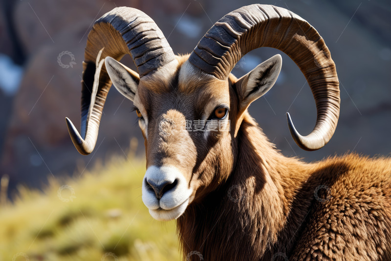 高清大图下载【趣麦麦图】盘羊特写