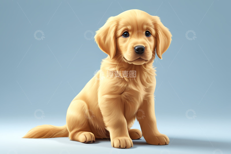 高清大图下载【趣麦麦图】坐着的金毛幼犬
