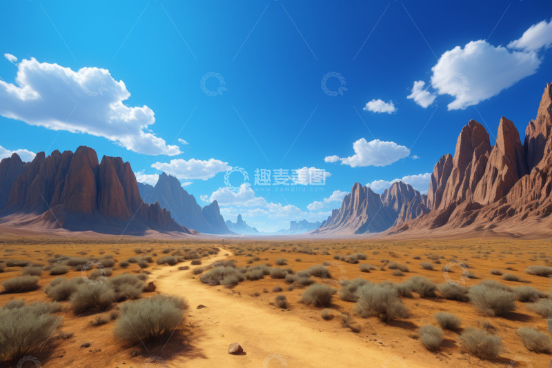 高清大图下载【趣麦麦图】沙漠荒野中的岩石山脉景观