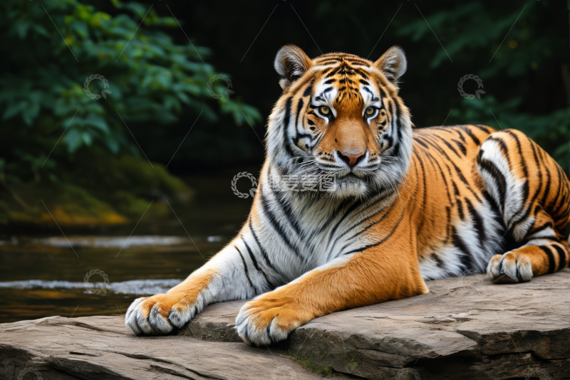 高清大图下载【趣麦麦图】岩石上休憩的老虎