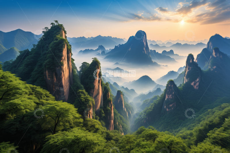 高清大图下载【趣麦麦图】山间森林自然风光全景