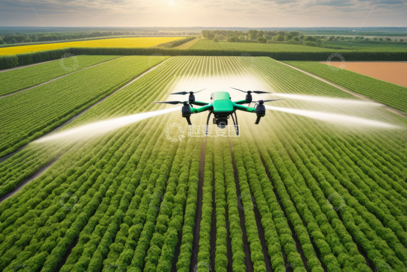 高清大图下载【趣麦麦图】无人机航拍农田喷洒作业