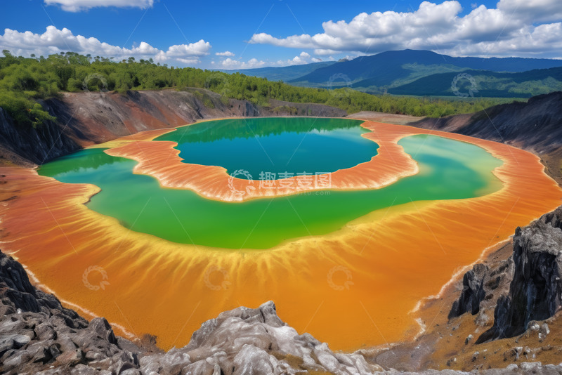 高清大图下载【趣麦麦图】五彩斑斓的户外湖泊景观