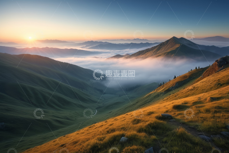 高清大图下载【趣麦麦图】山间日出云海自然风光