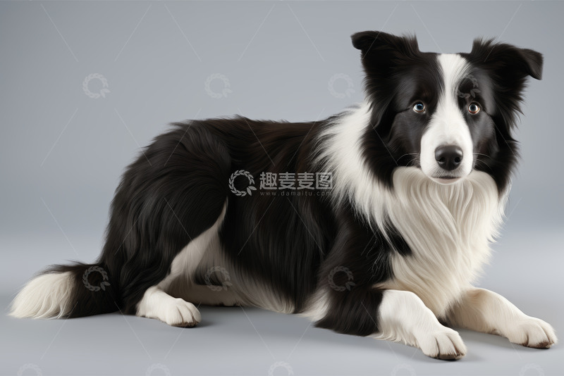 高清大图下载【趣麦麦图】黑白边牧犬静态写真