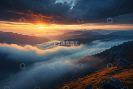 山间日出云海景观