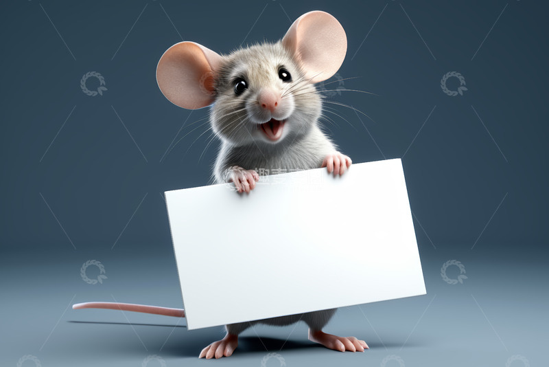 高清大图下载【趣麦麦图】举着白板的可爱老鼠