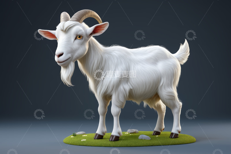 高清大图下载【趣麦麦图】站立的白色山羊素材