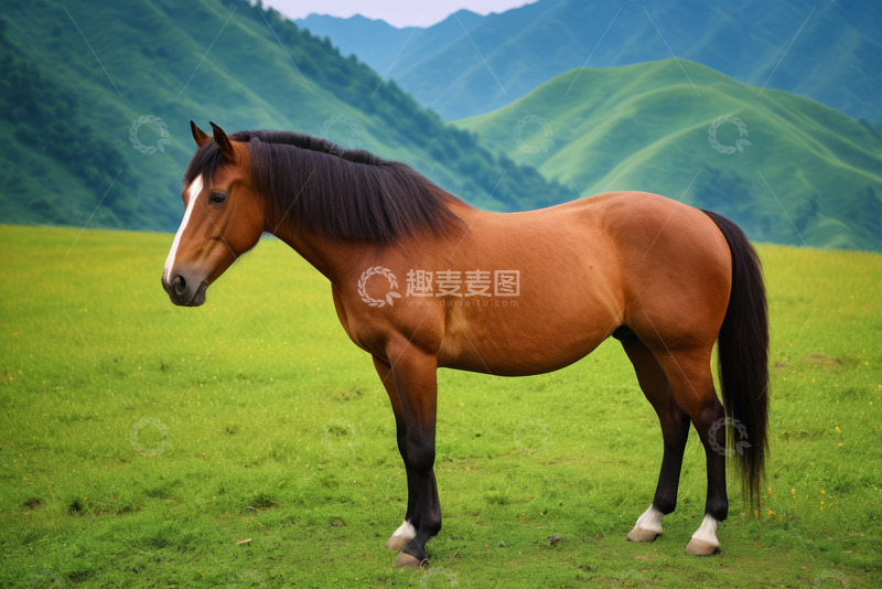 高清大图下载【趣麦麦图】草原上站立的骏马