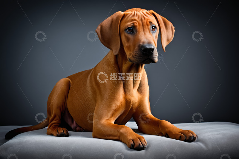 高清大图下载【趣麦麦图】棕色小狗趴坐特写