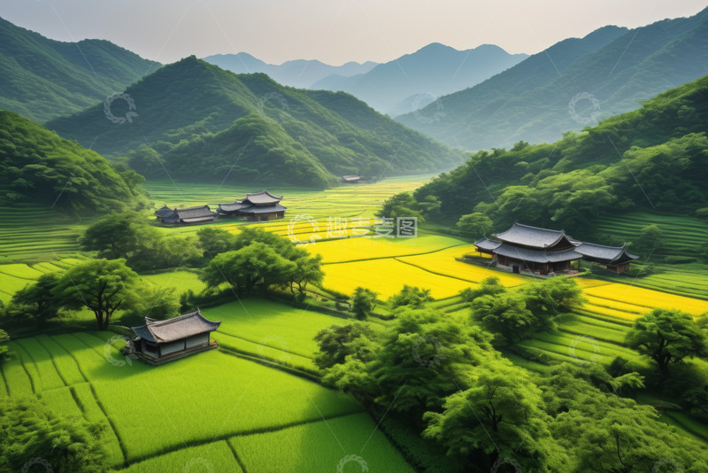 高清大图下载【趣麦麦图】山间田园古风建筑风景