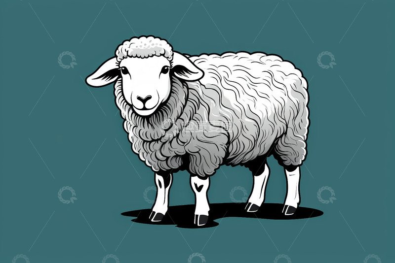 高清大图下载【趣麦麦图】站立绵羊插画