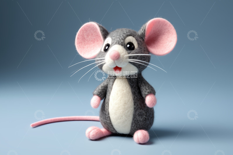 高清大图下载【趣麦麦图】灰色毛绒老鼠玩偶特写