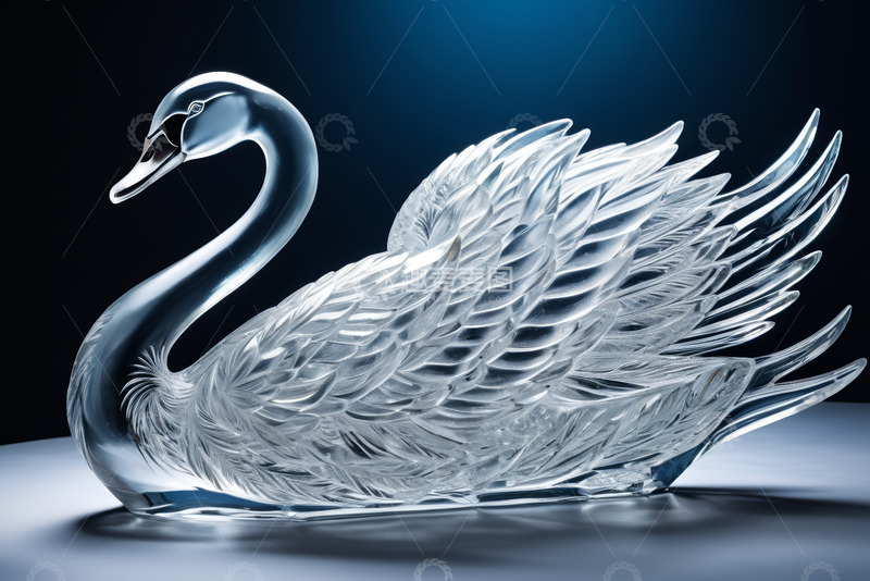高清大图下载【趣麦麦图】透明水晶天鹅摆件