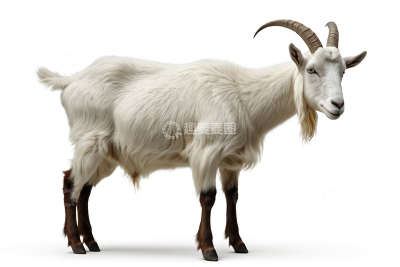 高清大图下载【趣麦麦图】站立的白色山羊特写