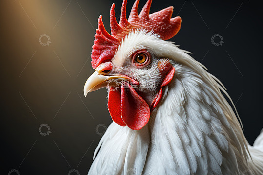 白公鸡头部特写