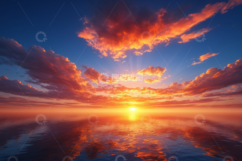 高清大图下载【趣麦麦图】海上日出天空云霞景象