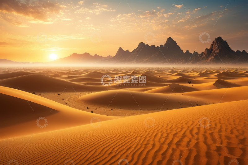 高清大图下载【趣麦麦图】沙漠日落自然风光全景