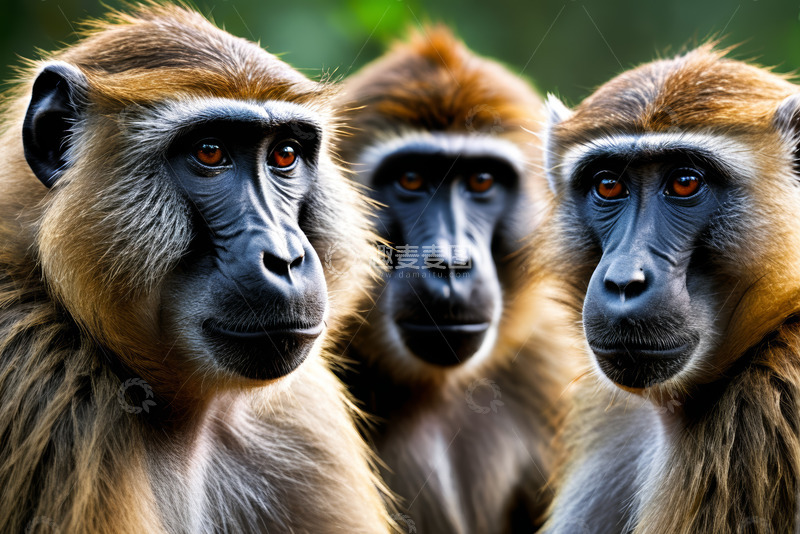 高清大图下载【趣麦麦图】三只猴子特写