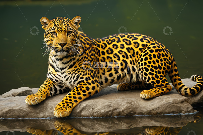 高清大图下载【趣麦麦图】岩石上休憩的花豹