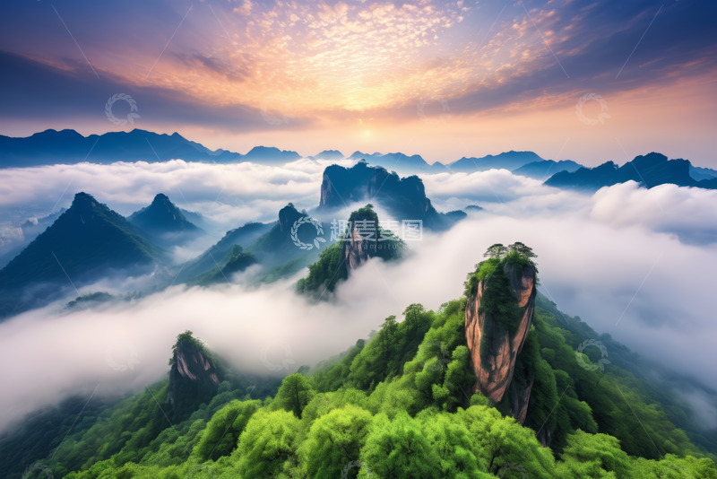 高清大图下载【趣麦麦图】山峦云海日出自然风光