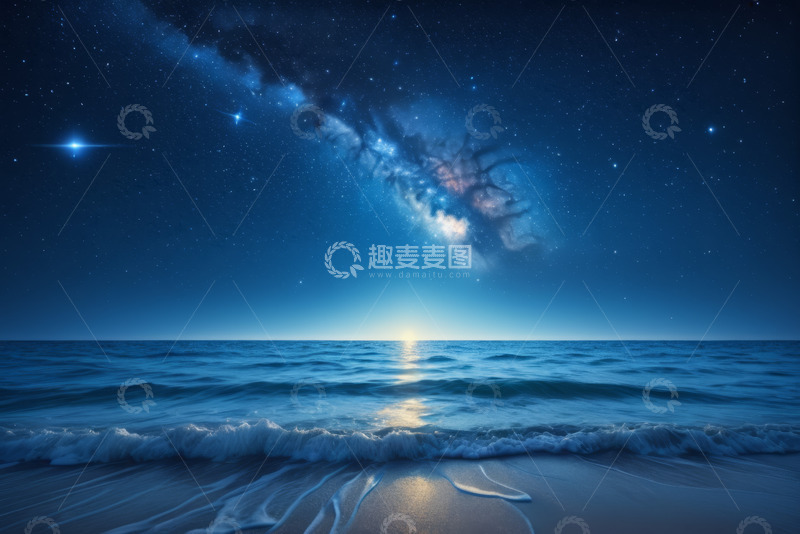 高清大图下载【趣麦麦图】海边星空夜景