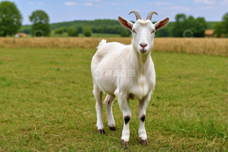 高清大图下载【趣麦麦图】草地上站立的山羊